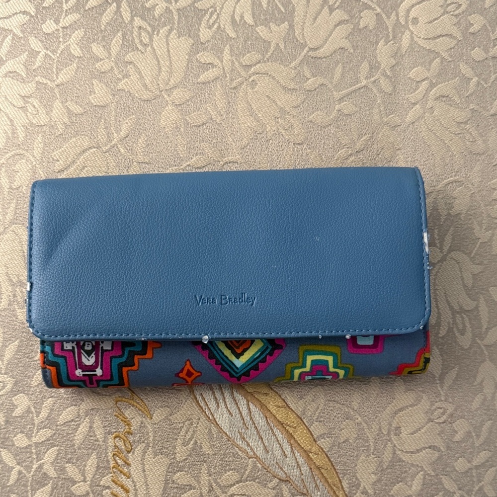 Vera Bradley Blue and Multicolor Patterned Wallet